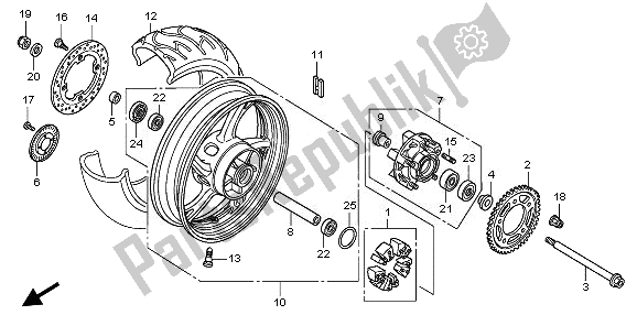 Tutte le parti per il Ruota Posteriore del Honda CB 600 FA Hornet 2008