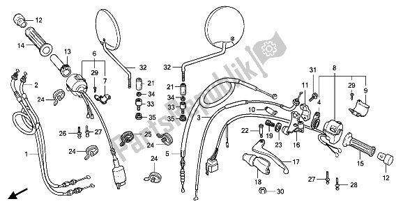 Alle onderdelen voor de Handvat Hendel & Schakelaar & Kabel van de Honda NX 250 1990