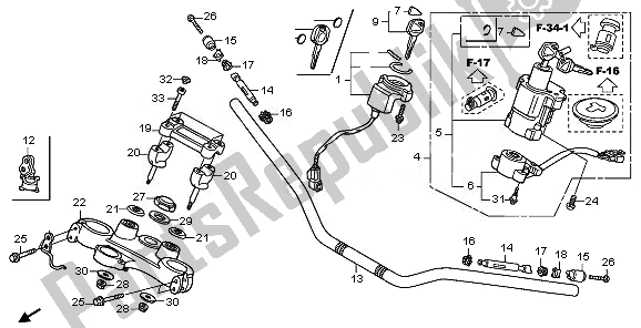 Tutte le parti per il Gestire Il Tubo E Il Ponte Superiore del Honda XL 1000 VA 2008