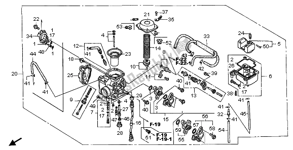 Toutes les pièces pour le Carburateur du Honda TRX 500 FA Fourtrax Foreman 2006