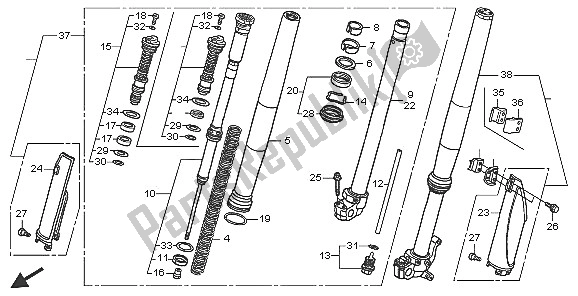 All parts for the Front Fork of the Honda CRF 450R 2005