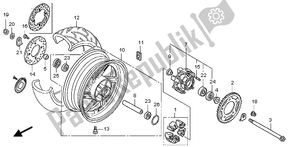 Todas las partes para Rueda Trasera de Honda CBF 600 NA 2007