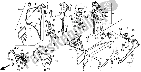 All parts for the Middle Cowl of the Honda VFR 1200F 2011