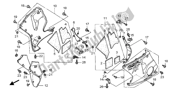 Todas las partes para Capucha Inferior de Honda CBR 1100 XX 2005