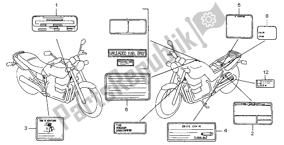 Todas las partes para Etiqueta De Precaución de Honda CB 750F2 1999