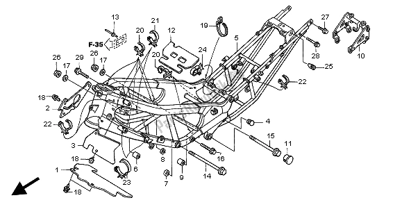 Tutte le parti per il Corpo Del Telaio del Honda XL 1000V 2004