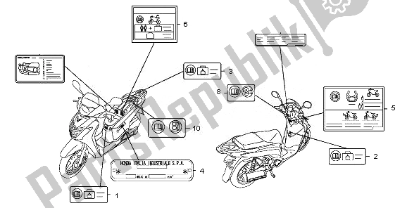 Todas las partes para Etiqueta De Precaución de Honda SH 150R 2011