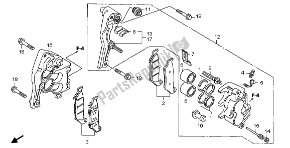 All parts for the Front Brake Caliper of the Honda XL 700V Transalp 2009