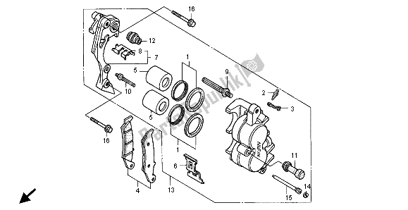 All parts for the Front Brake Caliper of the Honda XLR 125R 1998