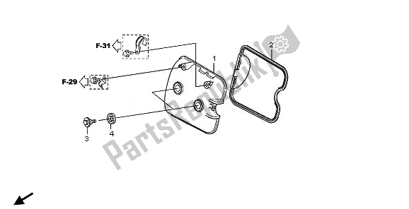 All parts for the Cylinder Head Cover of the Honda SH 300A 2007