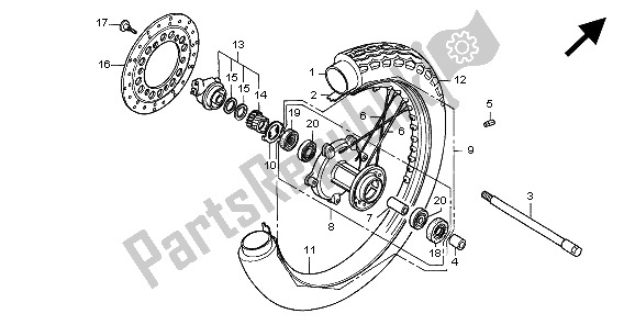 Todas as partes de Roda Da Frente do Honda CA 125 1998