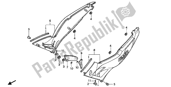 Tutte le parti per il Coperchio Laterale del Honda CBR 600F 1992