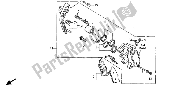 All parts for the Front Brake Caliper (l.) of the Honda CBF 600N 2008