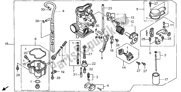 Todas las partes para Carburador de Honda XR 400R 1998