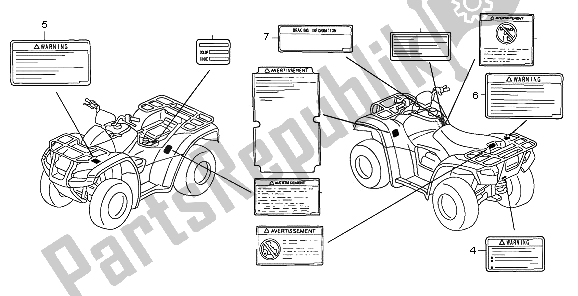 Todas las partes para Etiqueta De Precaución de Honda TRX 680 FA Fourtrax Rincon 2009