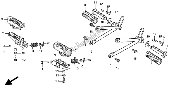 Toutes les pièces pour le étape du Honda CLR 125 1998