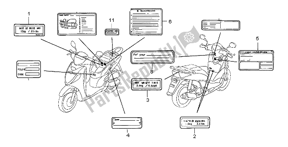 Wszystkie części do Etykieta Ostrzegawcza Honda SH 150 2007