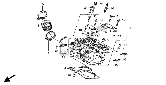 Todas las partes para Culata Trasera de Honda XL 1000V 2004