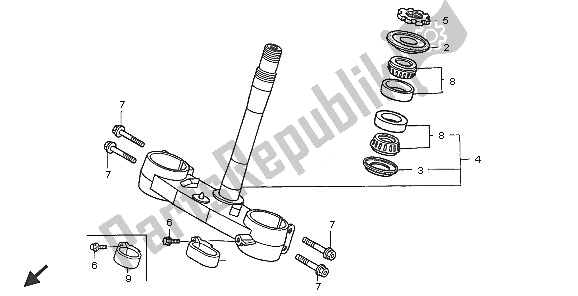 All parts for the Steering Stem of the Honda CR 250R 2005