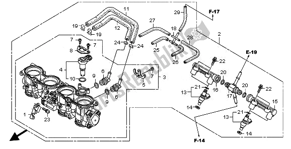 Todas as partes de Corpo Do Acelerador do Honda CBR 600 RR 2010