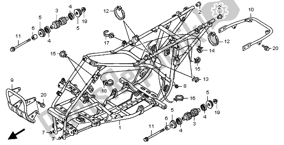 All parts for the Frame Body of the Honda TRX 250X 2010