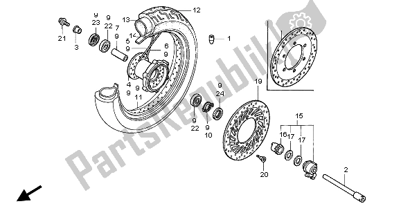 Toutes les pièces pour le Roue Avant du Honda VT 1100C2 1996