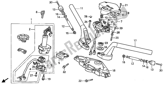 All parts for the Handle Pipe & Top Bridge of the Honda NTV 650 1991