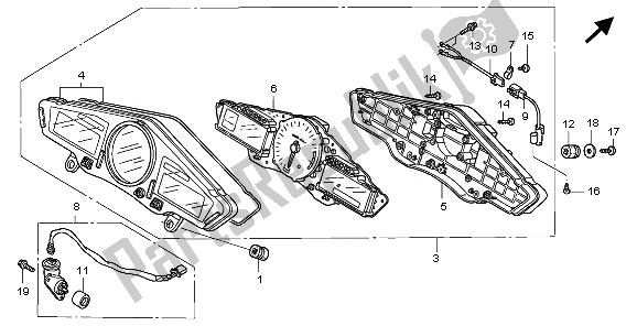 Tutte le parti per il Metro (kmh) del Honda VFR 800A 2008