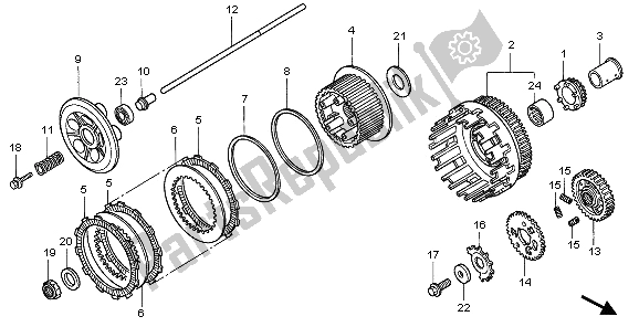 All parts for the Clutch of the Honda VTR 1000F 2006