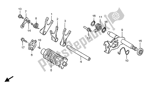 All parts for the Shift Drum & Shift Fork of the Honda TRX 400 EX Fourtrax 2001