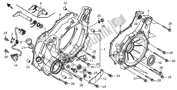 Alle onderdelen voor de Achterste Carterdeksel van de Honda TRX 500 FE Foretrax Foreman ES 2011