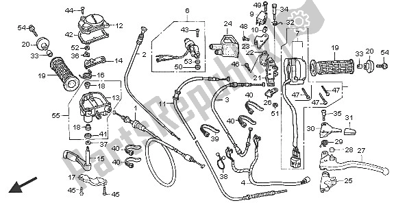 All parts for the Handle Lever & Switch & Cable of the Honda TRX 350 FE Fourtrax 4X4 ES 2005