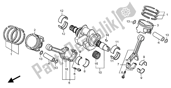 All parts for the Crankshaft & Piston of the Honda XL 1000V 2007