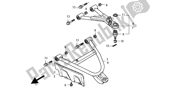 All parts for the Front Arm of the Honda TRX 420 FA Fourtrax Rancher AT 2012