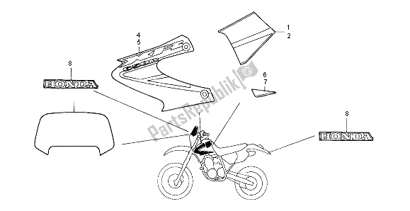 Alle onderdelen voor de Streep van de Honda XR 650R 2003