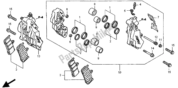 Toutes les pièces pour le étrier De Frein Avant du Honda CB 1300X4 1998