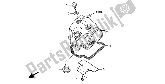 Alle onderdelen voor de Kleppendeksel van de Honda CRF 250R 2010