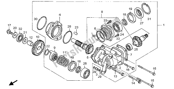 All parts for the Side Gear Case of the Honda NT 650V 1999