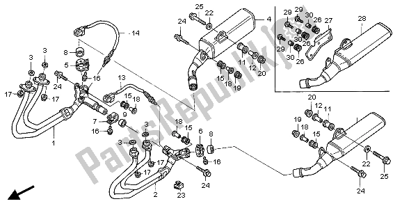 All parts for the Exhaust Muffler of the Honda ST 1300 2007