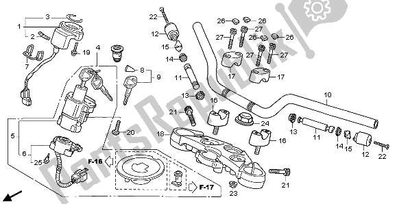 All parts for the Handle Pipe & Top Bridge of the Honda CBF 1000 2007