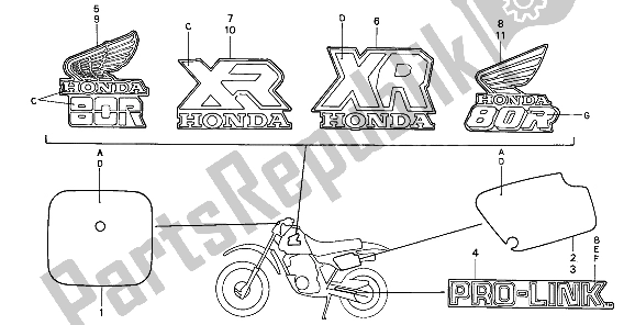 Todas las partes para Marca de Honda XR 80R 1987