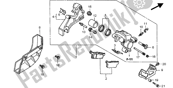 Wszystkie części do Zacisk Hamulca Tylnego Honda XR 400R 2001