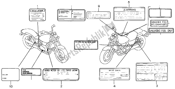 Tutte le parti per il Etichetta Di Avvertenza del Honda VF 750C 1997