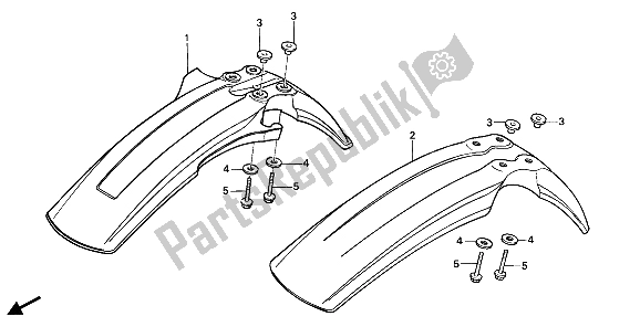 Tutte le parti per il Parafango Anteriore del Honda XR 250R 1989