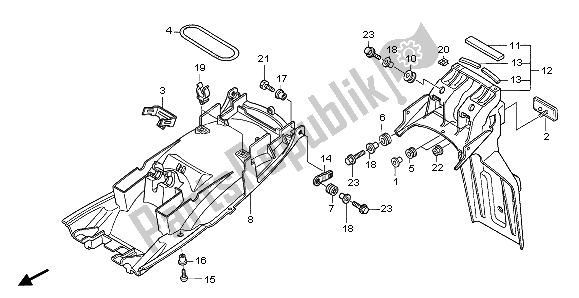 All parts for the Rear Fender of the Honda CBF 1000S 2007