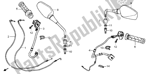 Tutte le parti per il Interruttore E Cavo del Honda VFR 800X 2012