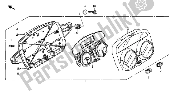 All parts for the Meter (mph) of the Honda XL 1000 VA 2008