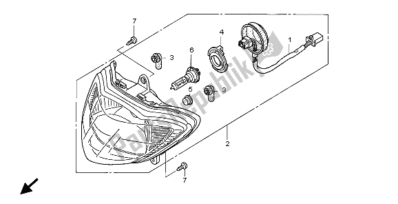 All parts for the Headlight of the Honda SH 150 2006