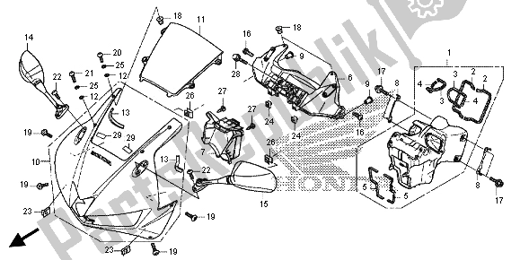 All parts for the Upper Cowl of the Honda CBR 600 RA 2013