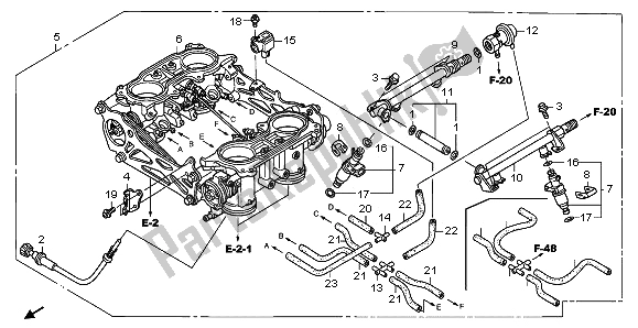 All parts for the Throttle Body (assy.) of the Honda ST 1300A 2009